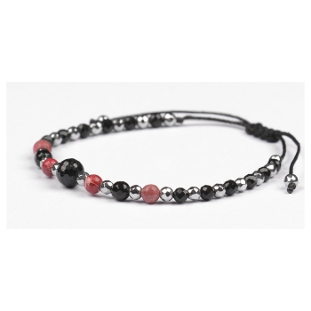 Bransoletka celebrytka czarny TURMALIN JASPIS HEMATYT ochrona i energia